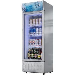 yitahome commercial merchandiser display refrigerator 6.9 cu.ft. with single one glass door, beverage drink beer fridge cooler for office garage bar gym with customize lightbox led & locking