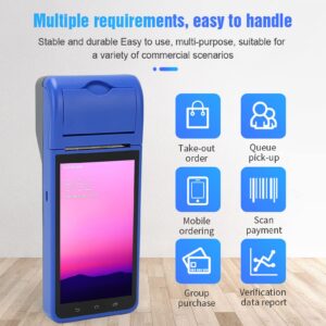 Zunate Handheld PDA POS with 5.5in Touch Screen, POS Receipt Printer 58mm Thermal Printer, 2GB + 32GB 4G LTE Mobile POS Receipt Printer for 1D 2D QR Barcode (US Plug)