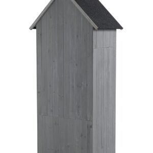 Outdoor Wooden Storage Cabinet and Tool Shed, 30.3" L x 21.3" W x 70.5" H, Gray