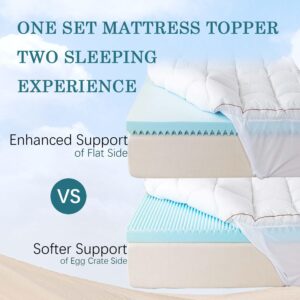 Whatsbedding Dual Layer 4 Inch Memory Foam Mattress Topper King Size, 3 Inch Memory Foam Plus 1 Inch Pillowtop Mattress Pad Filled 7D Down Alternative, Cooling Fiber Cover, Comfort Support