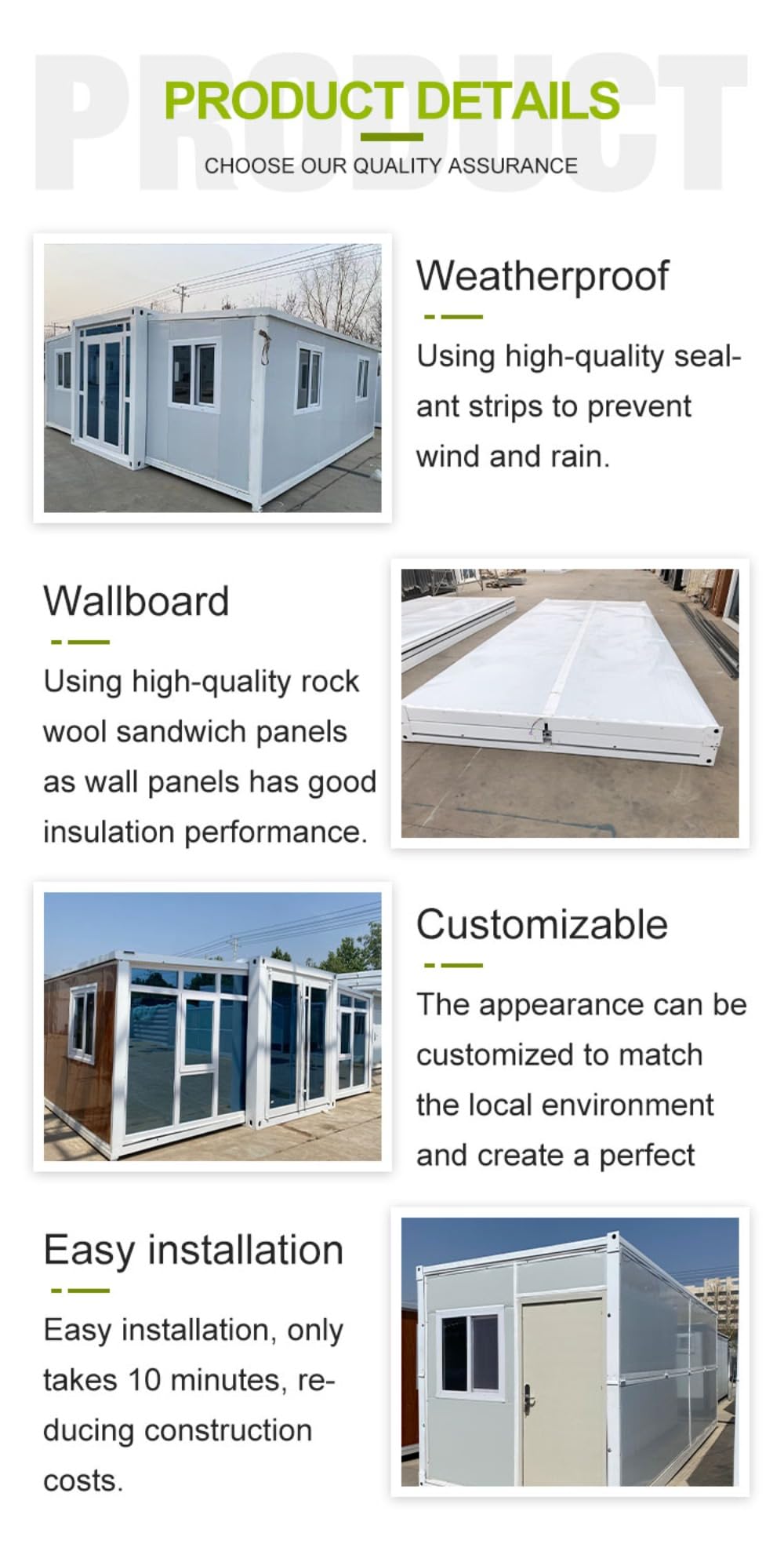 Luxury 20＆40 Ft Portable Mobile Tiny Living Container House 2 Bedroom ＆ 1 Kitchen 1 Bathroom Prefab Villa Steel Sandwich Panel Outdoor Home Use