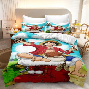 jklwoawr cartoon comforter set monkey one microfiber comforter set d. luffy 3d digital printing comforter set with zipper anime bedding teenage girls bedding (1 duvet cover and 2 pillow covers)