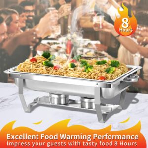 EVGTTI 8 qt Chafing Dish Buffet Set, Stainless Steel Catering Serve Chafer, Rectangular Food Warmer with Full Size Food Pan and Foldable Frame for Party (5-Pack)