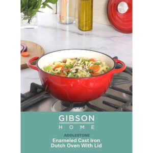 Gibson Home Addlestone 2.65 Quart Enamel Cast Iron Dutch Oven - Red