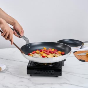 Restaurantware Met Lux 16 Inch Frying Pan, 1 Induction-Ready Cooking Pan - No-Stick, Compatible With All Cooktops, Aluminum Skillet, Oven-Ready, Ergonomic Handle