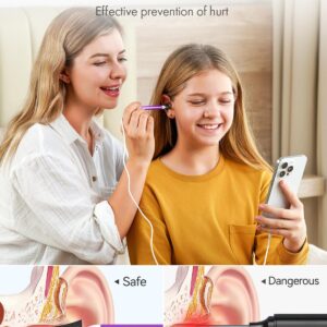 Anykit Digital Otoscope with Gyroscope, HD Ultra Clear View Ear Camera with Ear Wax Removal Tools, Video Ear Scope Otoscope with Light, Compatible with Android, iPhone 15 (Purple)