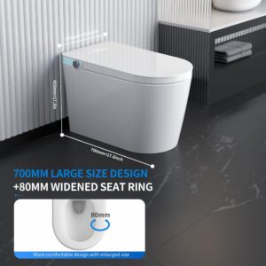 Elongated Smart Toilet with Bidet Built in, with Heated Seat，Adjustable Warm Water Washing and Air Drying, Foot Sensor,Remote and Voice Control One Piece Toilet Bidet for Bathrooms