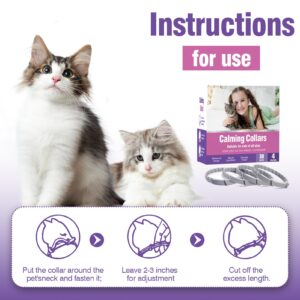 Calming Collar for Cats 4 Pack Calming Cat Collars Adjustable Soother Cats Calming Collars Anxiety Relief Stress Pheromone Collar for Cats Comfort Cat Calm Collars Lasts 30 Days Cats Calming Collar