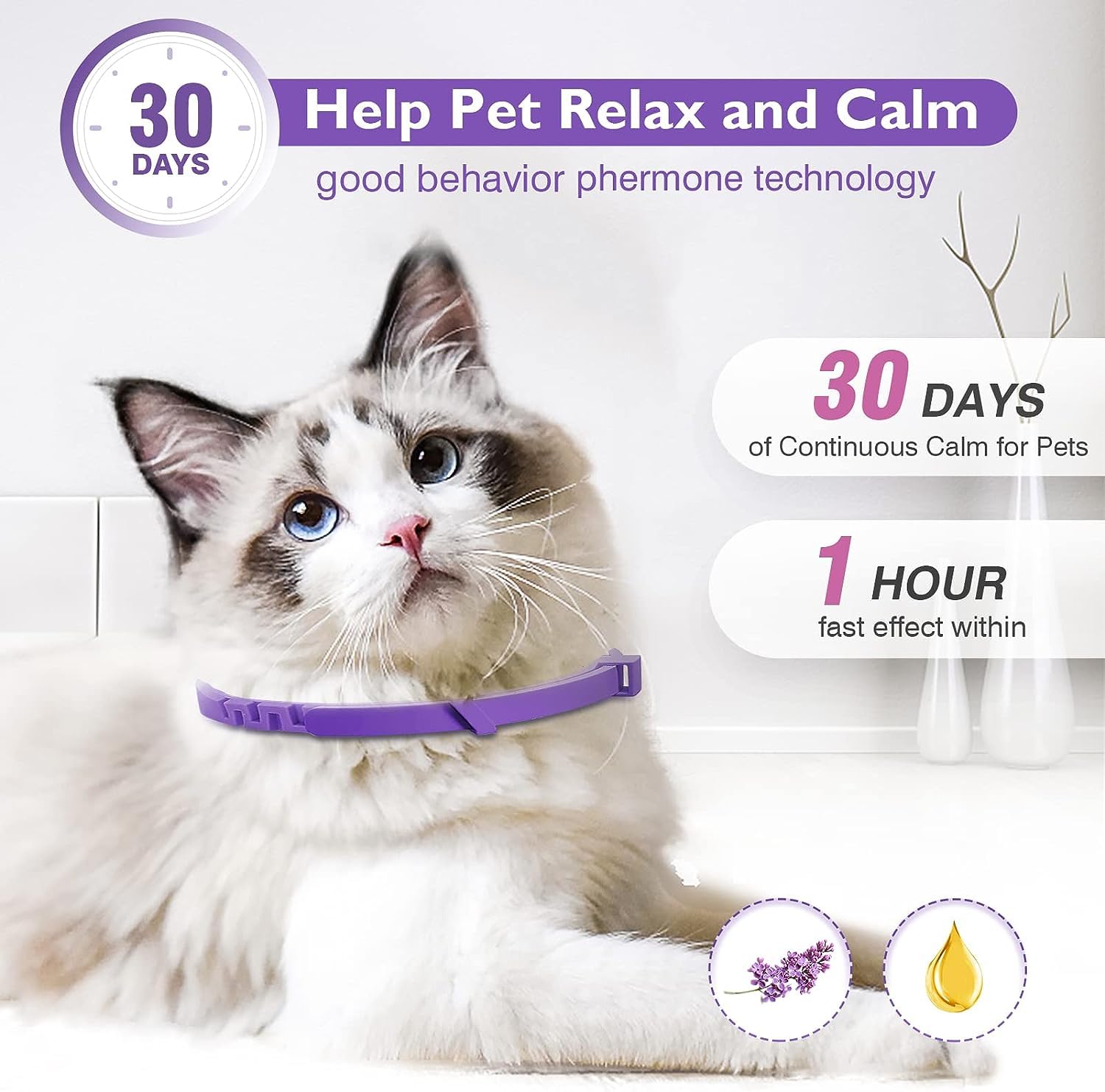 4 Pack Calming Collar for Cats and Kittens,Cat Pheromone Collars for Anxiety Efficient Relieve, Feline Calm Pheromones Collars Cats Stress Relief,Calming Collar for Peeing,Meowing,Fighting,Scratching