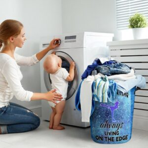 Ice Background Figure Skating Large Laundry Basket Laundry Hamper Bag Washing Bin Collapsible Tall With Handles Travel Bathroom College