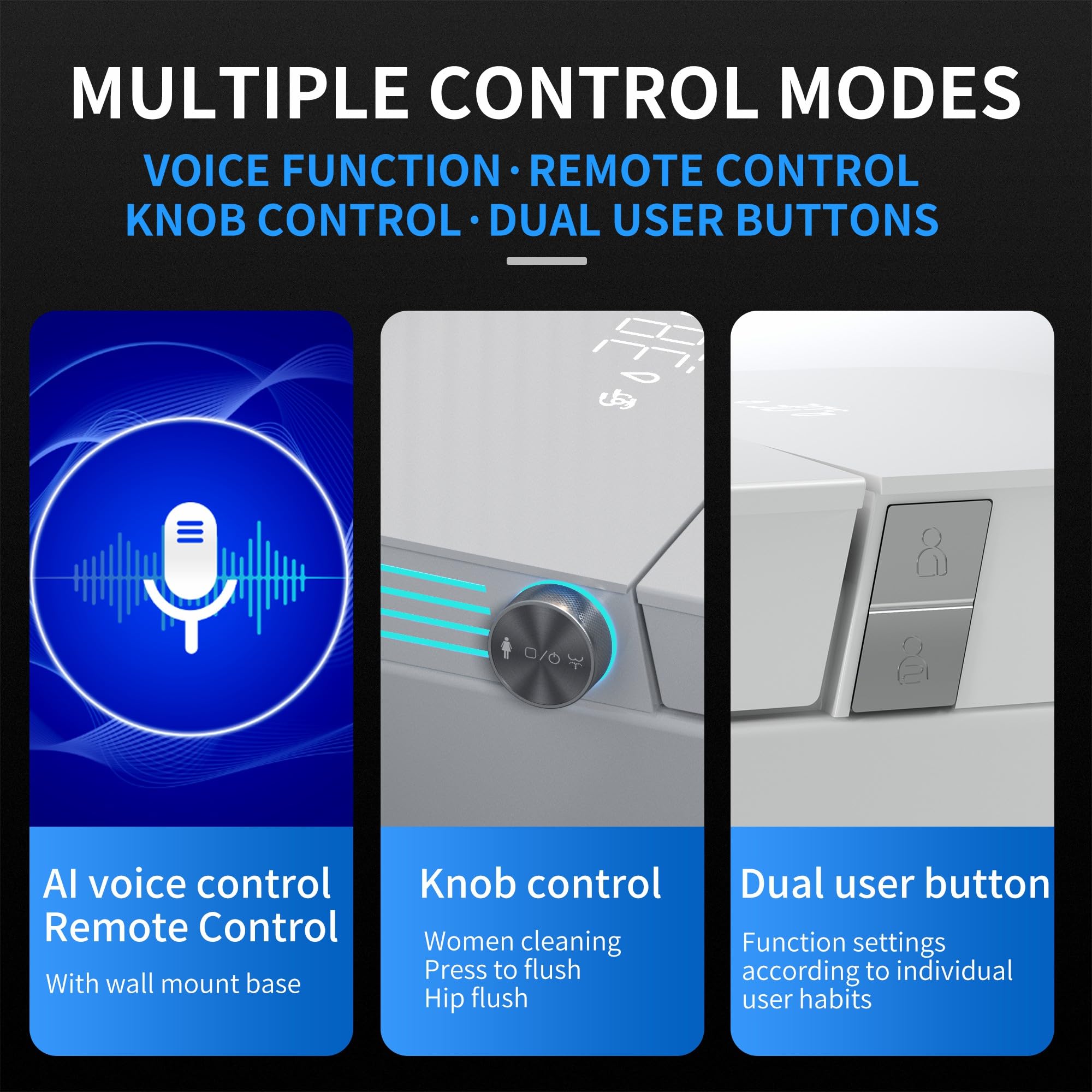 Elongated Smart Toilet with Bidet Built in, with Heated Seat，Adjustable Warm Water Washing and Air Drying, Foot Sensor,Remote and Voice Control One Piece Toilet Bidet for Bathrooms