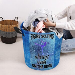 Ice Background Figure Skating Large Laundry Basket Laundry Hamper Bag Washing Bin Collapsible Tall With Handles Travel Bathroom College