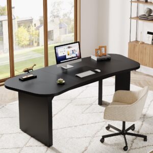 Tribesigns 70.8" Executive Desk, Large Computer Office Desk Workstation, Modern Simple Business Writing Table for Home Office with Sturdy Legs, Black