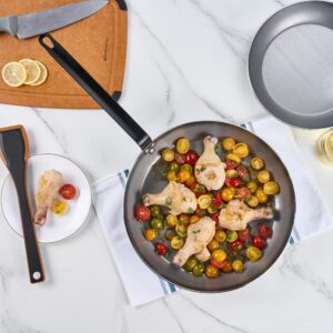 Restaurantware Met Lux 14 Inch Fry Pans, 6 No-Stick Frying Pans - Induction-Ready, Triple-Riveted, Silver Carbon Steel Cooking Skillets, Durable, For Searing, Sauteing, And Browning Food