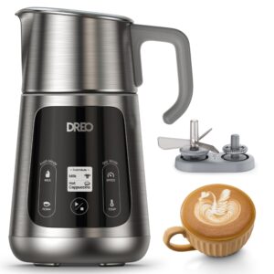 dreo all-in-1 milk frother, automatic foam maker for latte art-level microfoam and hot/cold coffee, 27oz/800ml electric milk warmer with 30+ drinks, dishwasher safe, dairy/plant-based milk, star light