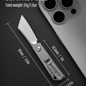 KeyUnity KK10XS Titanium Flipper Folding Pocket Knife with Liner Lock, Pocket Clip for Every Day Carry