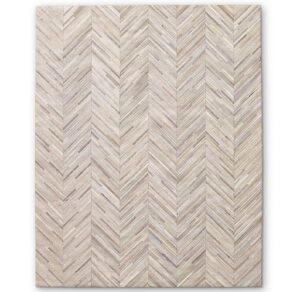 eclatique rug premium rectangular rug cowhide leather stylish non slip chevron patchwork area rug for bedroom and home décor accent floor carpet (beige-10 x 14 ft)