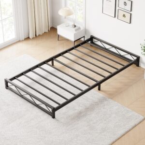 SUNNYFURN 6 Inch Twin Size Metal Bed Frame Heavy Duty Steel Slat Support Metal Platform Bed Frame Sturdy Twin Size Bed Frame No Box Spring Needed Easy Assembly, Noise Free, Suitable for Bedroom Black