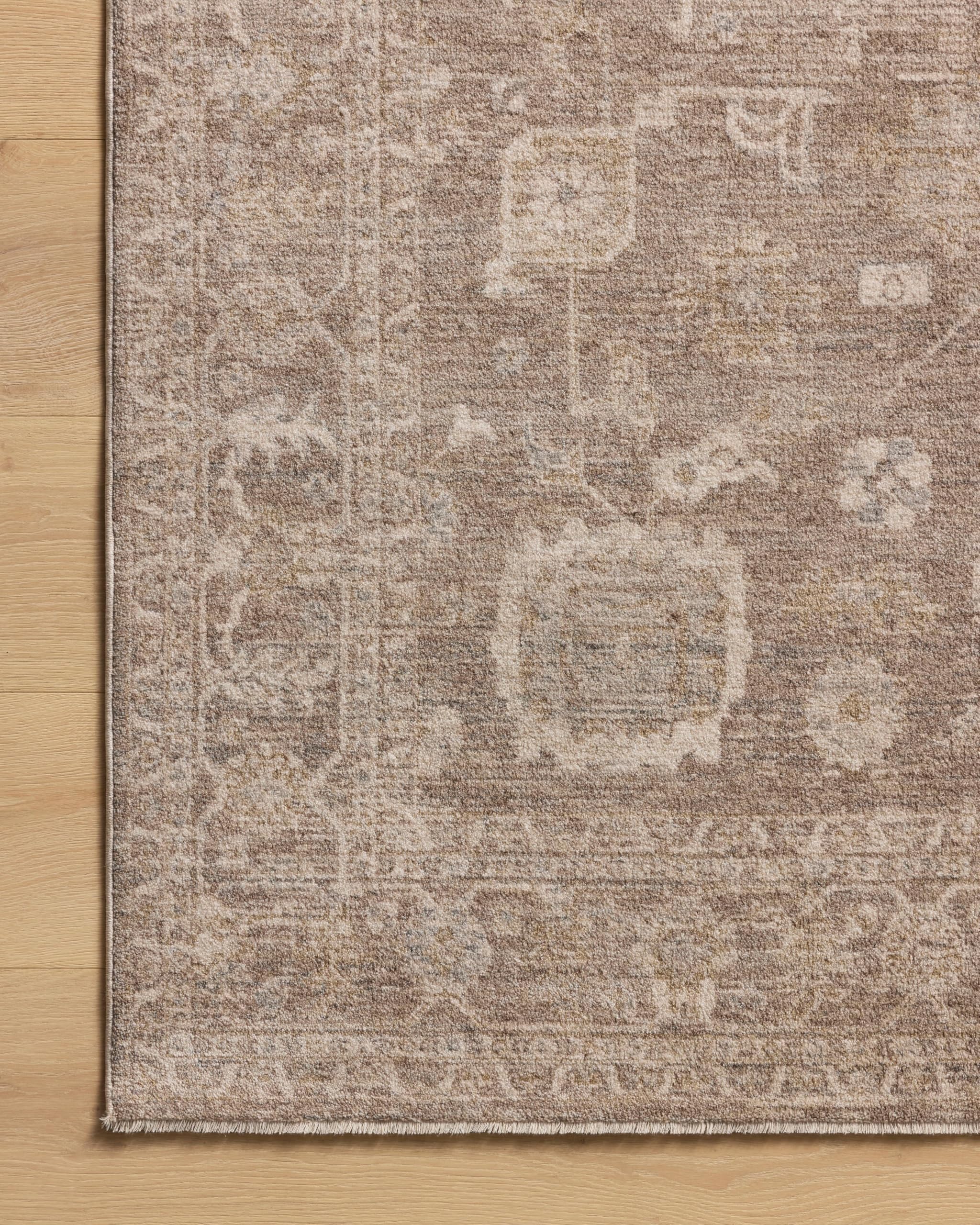 Loloi Chris Loves Julia Louisa Collection LOI-03 Taupe/Ivory 5'-3" x 5'-3", .38" Pile Height, Round Area Rug