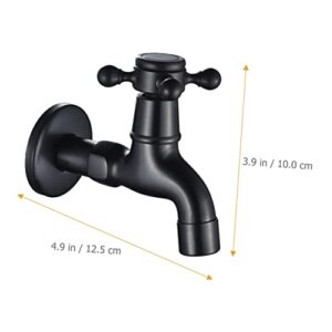 Gadpiparty 4pcs Wall Mount Basin Faucet Kitchen Wall Mount Faucet Tub Accessories for Bathtub Black Shut Off Valve Wall Mount Mop Pool Tap Boat Tap Single Cold Water Bar Sink Copper