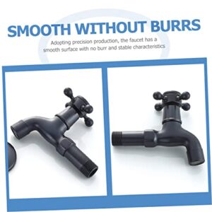 Gadpiparty 4pcs Wall Mount Basin Faucet Kitchen Wall Mount Faucet Tub Accessories for Bathtub Black Shut Off Valve Wall Mount Mop Pool Tap Boat Tap Single Cold Water Bar Sink Copper