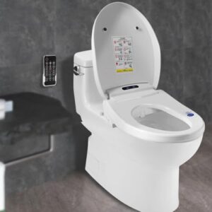 Electric Bidet Toilet Seat Round,Dryer, Feminine & Child Wash, Remote Control, with Unlimited Heated Water, Easy To Clean Toilet Seat, No Impact Seat, Elongated White,for Women and Aged