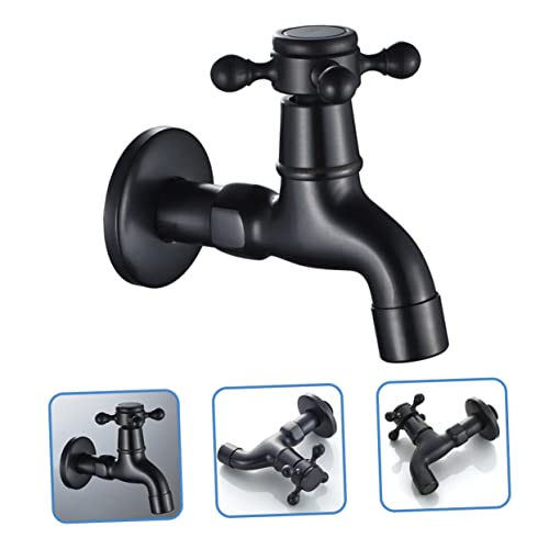 Gadpiparty 4pcs Wall Mount Basin Faucet Kitchen Wall Mount Faucet Tub Accessories for Bathtub Black Shut Off Valve Wall Mount Mop Pool Tap Boat Tap Single Cold Water Bar Sink Copper