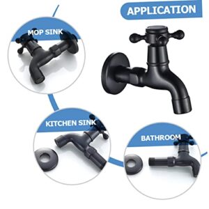 Gadpiparty 4pcs Wall Mount Basin Faucet Kitchen Wall Mount Faucet Tub Accessories for Bathtub Black Shut Off Valve Wall Mount Mop Pool Tap Boat Tap Single Cold Water Bar Sink Copper