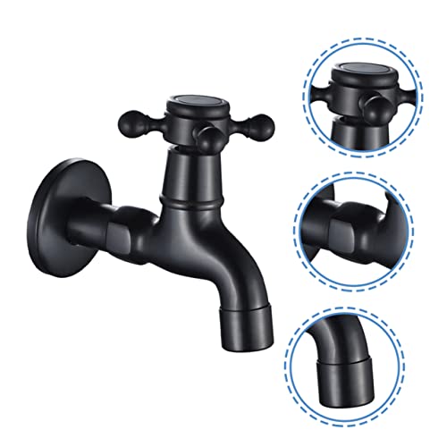 Gadpiparty 4pcs Wall Mount Basin Faucet Kitchen Wall Mount Faucet Tub Accessories for Bathtub Black Shut Off Valve Wall Mount Mop Pool Tap Boat Tap Single Cold Water Bar Sink Copper