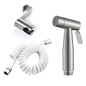 handheld bidet sprayer for toilet, 2 mode water cloth diaper sprayer set stainless steel toilet mount bathroom bidet sprayer kit with holder for feminine hygiene,stainless steel hose(spring hose)