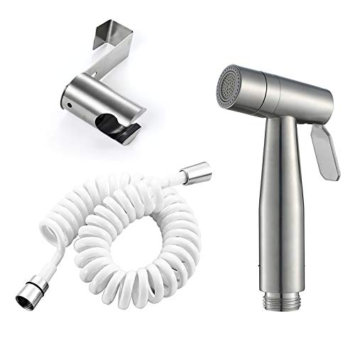 Handheld Bidet Sprayer for Toilet, 2 Mode Water Cloth Diaper Sprayer Set Stainless Steel Toilet Mount Bathroom Bidet Sprayer Kit with Holder for Feminine Hygiene,Stainless Steel Hose(Spring Hose)