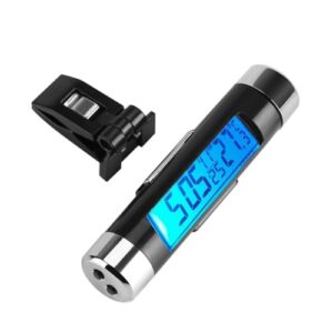 car clock thermometer with back light, clip on truck digital lcd monitor, for temperature measurement (blue background)