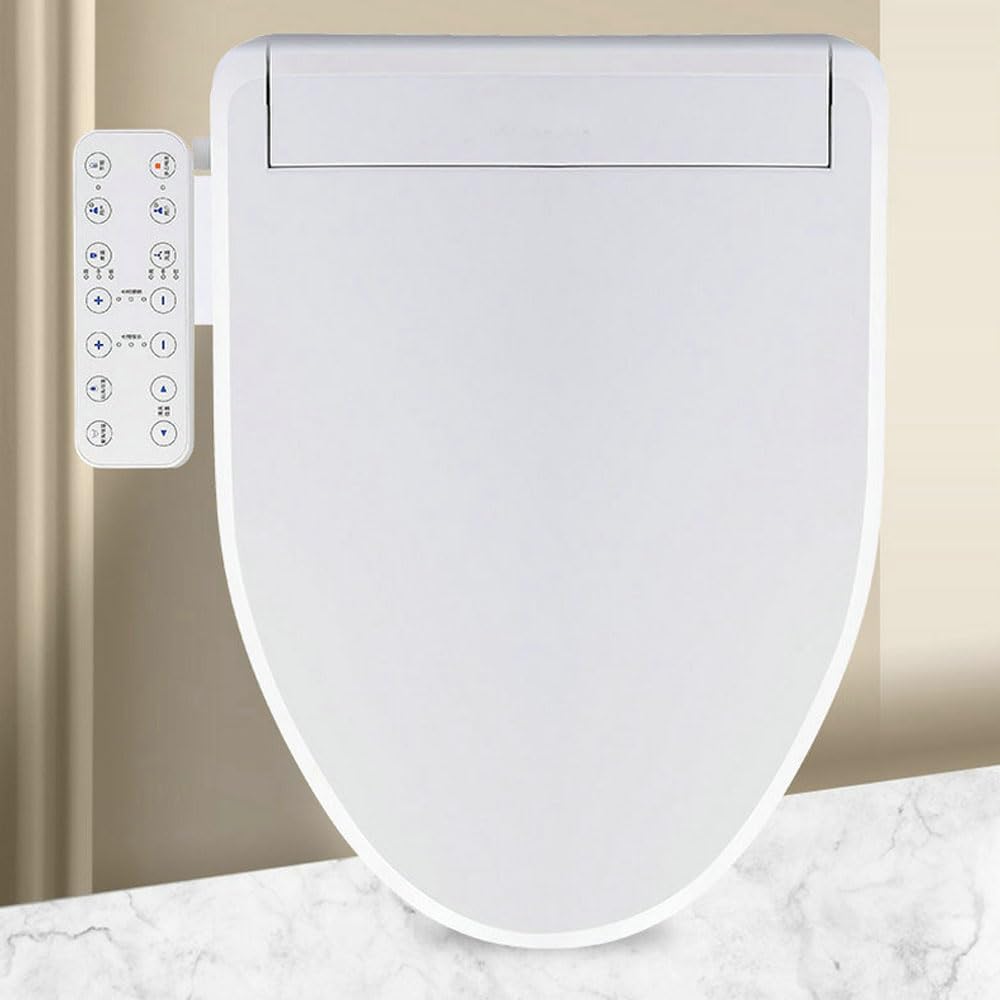 Electric Bidet Toilet Seat Round, 6-Speed Drying and Heating, Dual User Memory Mode, Instant Warmth and Comfort, Automatic Deodorization Function, Adjustable Bidet Sprayer, White, for Elderly, Women