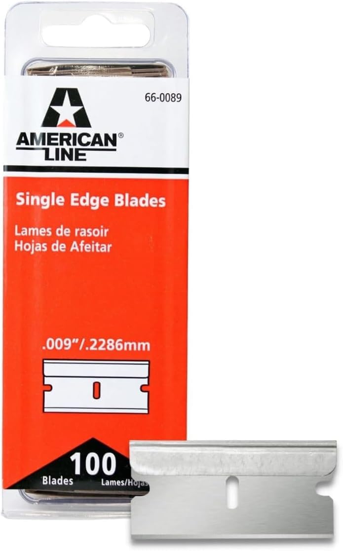 American Line Single Edge Razor Blades - 5000 Blades - .009 Inch Made of High Carbon Steel Utility Blades with Aluminum Backing, Sharp - Fit Box Cutters and Razor Blade Scraper - 66-0089-50P