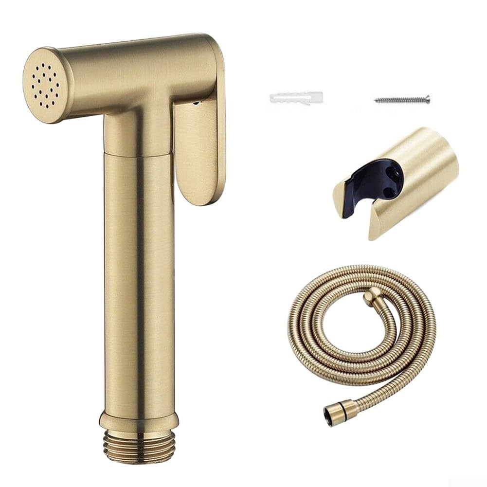 Gold Handheld Bidet Sprayer for Toilet, Stainless Steel Diaper Jet Spray, Adjustable Water Pressure with Bidet Spray Hoses, Bidet Toilet Sprayer for Baby/Feminine Wash