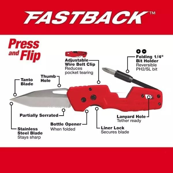 for Milwaukee Tool 48-22-1540 Fastback 5In1 Folding Knife