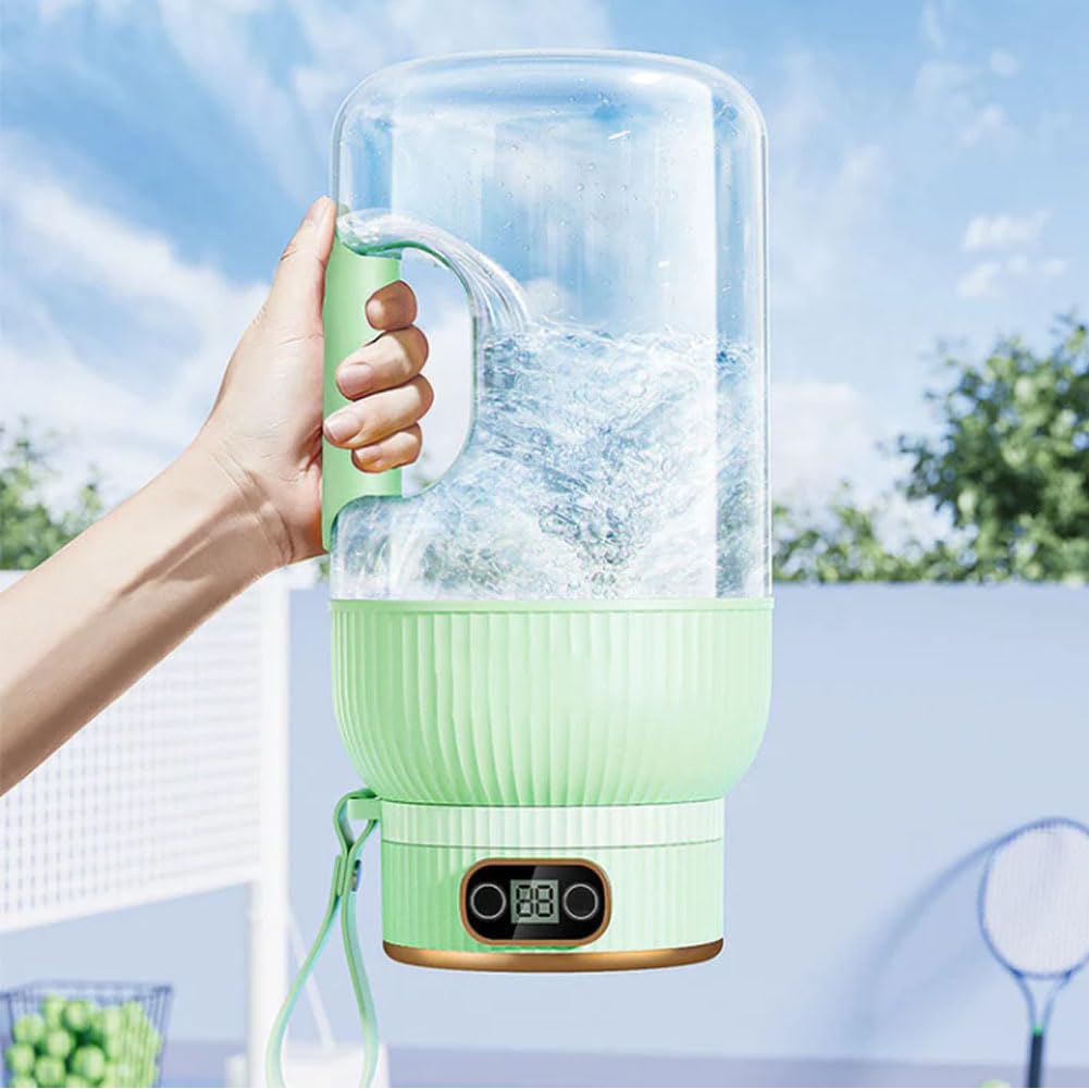 Multifunctional Portable Juicer, Yulyoie Multifunctional Portable Juicer Cup with Digital Display, Portable Juicer Blender, Rechargeable for Shakes and Smoothies (Green+Lip)