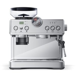 dishup espresso grinder machine, semi-automatic espresso maker with milk frother, 20 bar ulka pump & 31 precision grind settings, pid control system & pressure gauge for espresso,latte,cappuccino