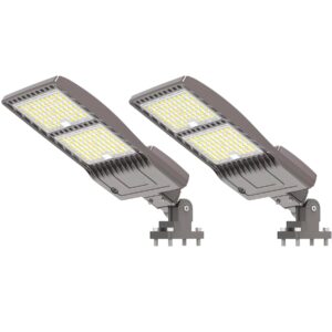 2pack 400w led parking lot light 56000 lumen, ul dlc parking lot flood lights arm mount, street area light ip65 5000k waterproof 100-277vac input, stadium lights outdoor led, led pole light outdoor