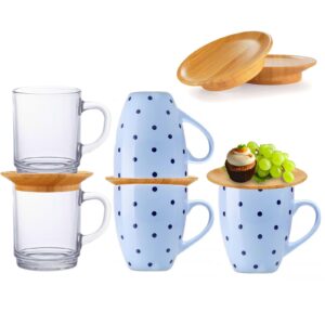 mug separator | 3in1 mini charcuterie boards | 2024new cup covers made of bamboo | safe to use,for tea cups, coffee cups, and red wine glasses, easy to use and saves space