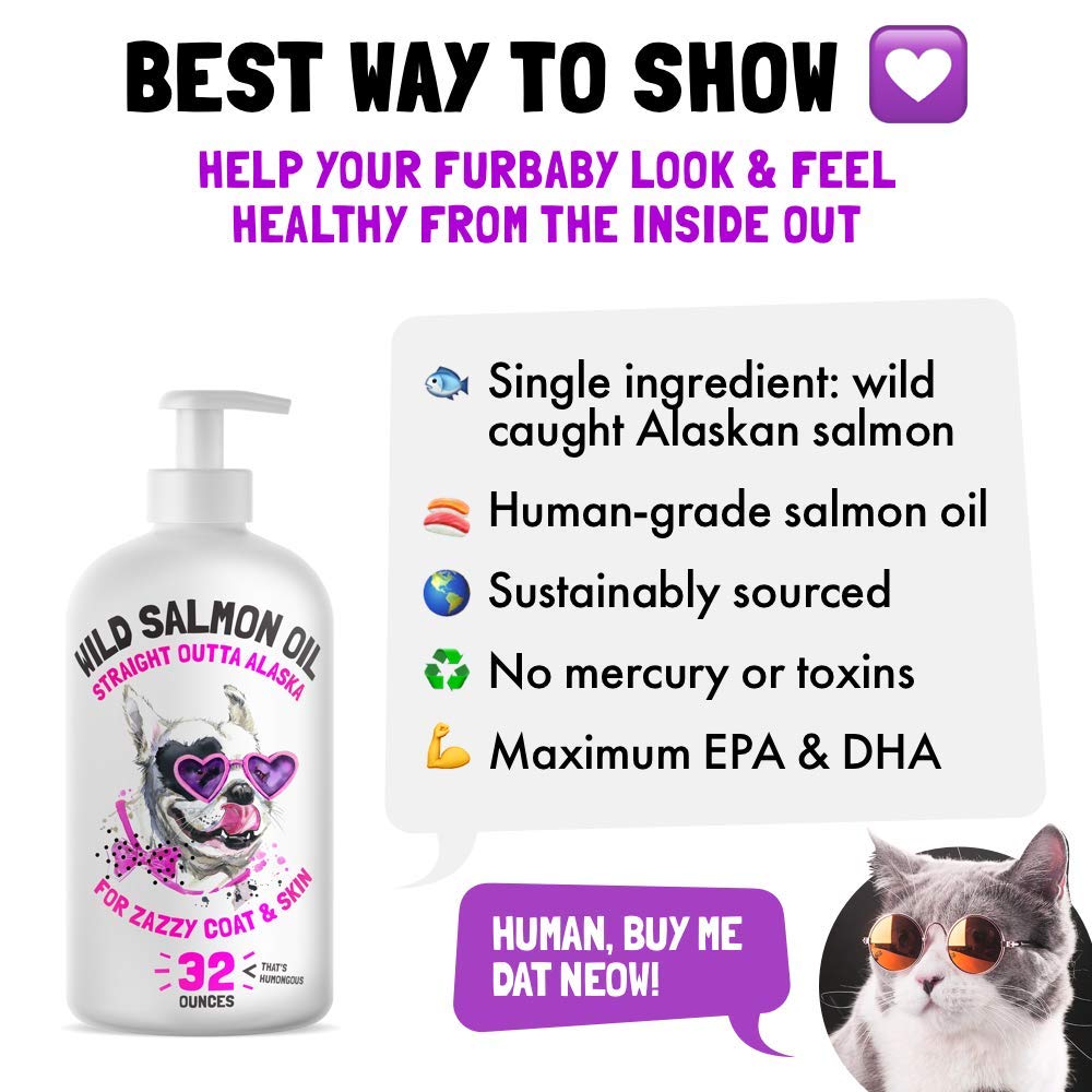 Wild Alaskan Salmon Oil for Dogs & Cats 32 oz and Turmeric Curcumin Hip & Joint Dogs Supplement Anti-Inflammatory Support for Arthritis & Mobility 120 Chews