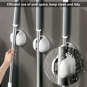 2PCS Broom & Mop Holder Wall Mount Storage Racks, Broom Holder with Sticker Base, Broom and Mop Organizer Wall Hanging, Mop and Broom Holder Wall Mount for Home, Kitchen, Garage Storage Utility Rack