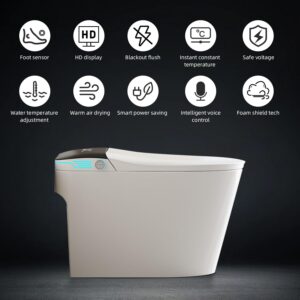 WITMYA Smart Toilet with AUTO Open/Close Lid, Smart Toilet with Built In Bidet, One Piece Elongated Heated Bidet Toilet Seat with AUTO Flush, Tankless Toilet with Kid Wash, 1.28GPF