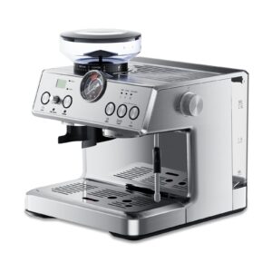 DISHUP Espresso Grinder Machine, Semi-Automatic Espresso Maker with Milk Frother, 20 Bar ULKA Pump & 31 Precision Grind Settings, PID Control System & Pressure Gauge for Espresso,Latte,Cappuccino