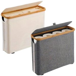 Toilet Paper Storage Anti-Slip Toilet Paper Bin with Lid Handle Waterproof Standing Toilet Paper Basket 18 x 6 x 14 Bathroom Accessories for Home, Hotel Beige.