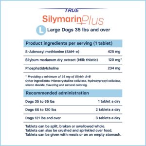 Liver Support & Health Supplement for Large Dogs – (Milk Thistle Dogs) Silymarin & Silybin Formula, (Same), S-Adenosylmethionine, 30 Tablets for Liver Detox & Support for Dogs