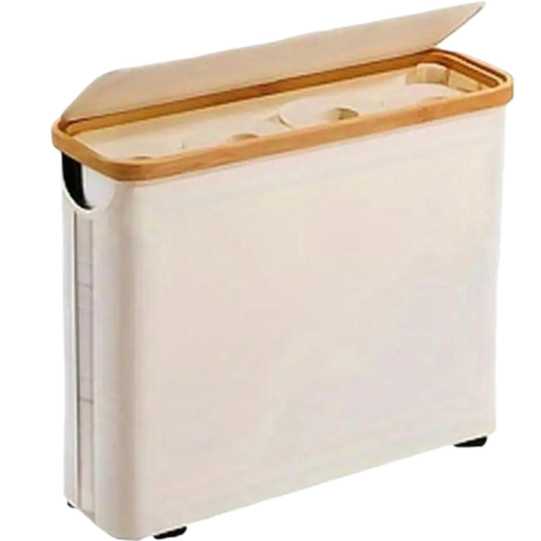 Toilet Paper Storage Anti-Slip Toilet Paper Bin with Lid Handle Waterproof Standing Toilet Paper Basket 18 x 6 x 14 Bathroom Accessories for Home, Hotel Beige.