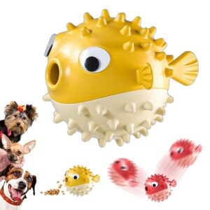 treat dispensing dog toys,interactive dog chew toy for aggressive chewers ,dog treat dispenser toy enrichment toys for small dogs,squeaky dog toy to keep them busy for large medium dogs (yellow)