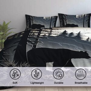 Personalized Black Bear Comforter Set - Bear Bedding Bears Bedding Set Queen Bear Comforter King Cabin Bear Comforter Bear Quilts for Boys Girls Men Women Bedroom Decor Country Bear Comforter Full