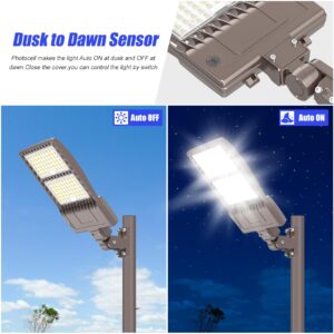 8Pack 400W LED Parking Lot Light Dusk to Dawn Outdoor Lighting Arm Mount 56000LM IP65 UL & DLC Commercial Light for Street Stadium Tennis Court 5000K (100-277VAC Input), LED Shoebox Light